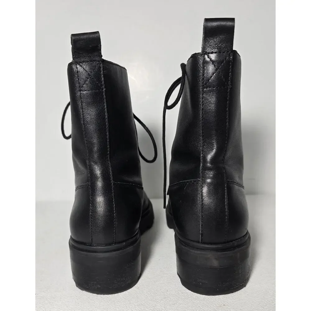 Madewell Shelton Lace-Up Lug Sole Boots Women’s Sz 9 Cargo Black Leather Combat - Picture 6 of 9